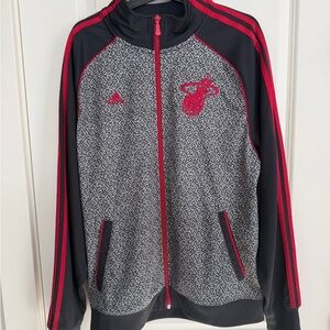 Miami Heat Adidas Black and Red Patterned Jacket